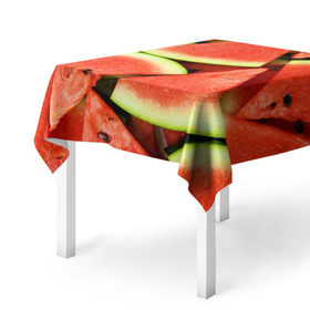 Скатерть 3D с принтом Дольки арбуза в Тюмени, 100% полиэстер (ткань не мнется и не растягивается) | Размер: 150*150 см | Тематика изображения на принте: арбуз | дольки арбуза | еда | фрукт | ягода