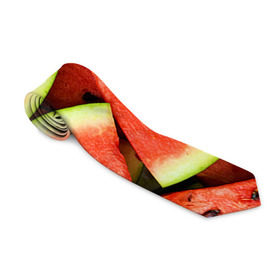 Галстук 3D с принтом Дольки арбуза в Тюмени, 100% полиэстер | Длина 148 см; Плотность 150-180 г/м2 | Тематика изображения на принте: арбуз | дольки арбуза | еда | фрукт | ягода
