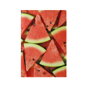 Обложка для паспорта матовая кожа с принтом Дольки арбуза в Тюмени, натуральная матовая кожа | размер 19,3 х 13,7 см; прозрачные пластиковые крепления | Тематика изображения на принте: арбуз | дольки арбуза | еда | фрукт | ягода