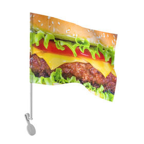 Флаг для автомобиля с принтом Гамбургер в Тюмени, 100% полиэстер | Размер: 30*21 см | бутерброд | гамбургер | еда | фастфуд | чизбургер
