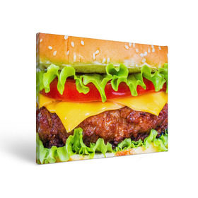 Холст прямоугольный с принтом Гамбургер в Тюмени, 100% ПВХ |  | Тематика изображения на принте: бутерброд | гамбургер | еда | фастфуд | чизбургер