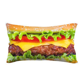 Подушка 3D антистресс с принтом Гамбургер в Тюмени, наволочка — 100% полиэстер, наполнитель — вспененный полистирол | состоит из подушки и наволочки на молнии | бутерброд | гамбургер | еда | фастфуд | чизбургер