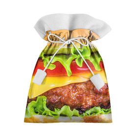 Подарочный 3D мешок с принтом Гамбургер в Тюмени, 100% полиэстер | Размер: 29*39 см | Тематика изображения на принте: бутерброд | гамбургер | еда | фастфуд | чизбургер