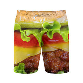 Мужские шорты 3D спортивные с принтом Гамбургер в Тюмени,  |  | бутерброд | гамбургер | еда | фастфуд | чизбургер