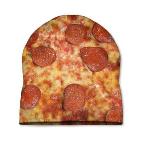 Шапка 3D с принтом Пицца в Тюмени, 100% полиэстер | универсальный размер, печать по всей поверхности изделия | pizza | еда | пицца | фастфуд