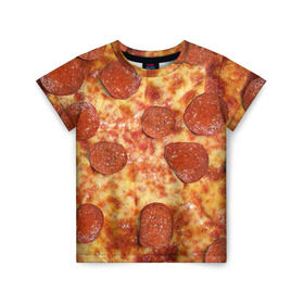 Детская футболка 3D с принтом Пицца в Тюмени, 100% гипоаллергенный полиэфир | прямой крой, круглый вырез горловины, длина до линии бедер, чуть спущенное плечо, ткань немного тянется | pizza | еда | пицца | фастфуд