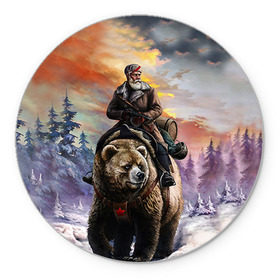 Коврик круглый с принтом Медведь в Тюмени, резина и полиэстер | круглая форма, изображение наносится на всю лицевую часть | лес | медведь | мишка | патриот | россия | я русский