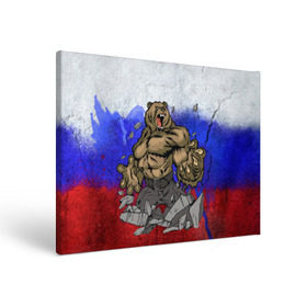 Холст прямоугольный с принтом Медведь в Тюмени, 100% ПВХ |  | флаг россии