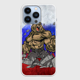 Чехол для iPhone 13 Pro с принтом Медведь в Тюмени,  |  | флаг россии