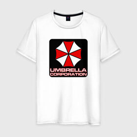Мужская футболка хлопок с принтом UMBRELLA в Тюмени, 100% хлопок | прямой крой, круглый вырез горловины, длина до линии бедер, слегка спущенное плечо. | амбрелла | обитель зла