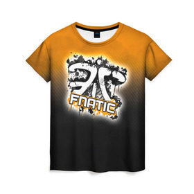 Женская футболка 3D с принтом Fnatic team в Тюмени, 100% полиэфир ( синтетическое хлопкоподобное полотно) | прямой крой, круглый вырез горловины, длина до линии бедер | fnatic