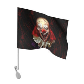 Флаг для автомобиля с принтом Зомби клоун в Тюмени, 100% полиэстер | Размер: 30*21 см | halloween | злодей | злой | клоун | монстр | хэлоуин