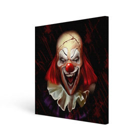 Холст квадратный с принтом Зомби клоун в Тюмени, 100% ПВХ |  | halloween | злодей | злой | клоун | монстр | хэлоуин