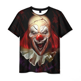 Мужская футболка 3D с принтом Зомби клоун в Тюмени, 100% полиэфир | прямой крой, круглый вырез горловины, длина до линии бедер | halloween | злодей | злой | клоун | монстр | хэлоуин