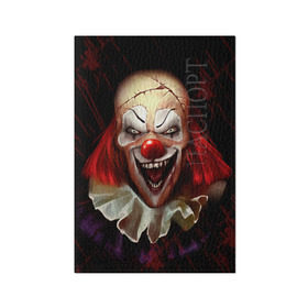 Обложка для паспорта матовая кожа с принтом Зомби клоун в Тюмени, натуральная матовая кожа | размер 19,3 х 13,7 см; прозрачные пластиковые крепления | Тематика изображения на принте: halloween | злодей | злой | клоун | монстр | хэлоуин