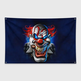 Флаг-баннер с принтом Клоун в Тюмени, 100% полиэстер | размер 67 х 109 см, плотность ткани — 95 г/м2; по краям флага есть четыре люверса для крепления | halloween | злодей | злой | клоун | монстр | хэлоуин