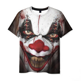Мужская футболка 3D с принтом Зомби клоун в Тюмени, 100% полиэфир | прямой крой, круглый вырез горловины, длина до линии бедер | Тематика изображения на принте: halloween | злодей | злой | клоун | монстр | хэлоуин