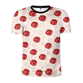 Мужская футболка 3D спортивная с принтом Розы в Тюмени, 100% полиэстер с улучшенными характеристиками | приталенный силуэт, круглая горловина, широкие плечи, сужается к линии бедра | паттерн | цветочный