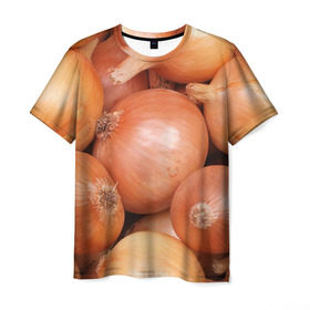 Мужская футболка 3D с принтом Лук-лучок в Тюмени, 100% полиэфир | прямой крой, круглый вырез горловины, длина до линии бедер | золотая | лук | луковица | лучок | опарин | ургант | эхлуклучок