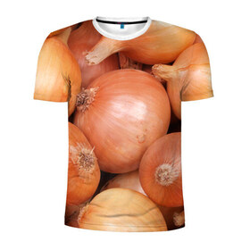 Мужская футболка 3D спортивная с принтом Лук-лучок в Тюмени, 100% полиэстер с улучшенными характеристиками | приталенный силуэт, круглая горловина, широкие плечи, сужается к линии бедра | золотая | лук | луковица | лучок | опарин | ургант | эхлуклучок