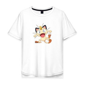 Мужская футболка хлопок Oversize с принтом Pokemon в Тюмени, 100% хлопок | свободный крой, круглый ворот, “спинка” длиннее передней части | kat | pokemon | анимэ | кот | мяут | покемон