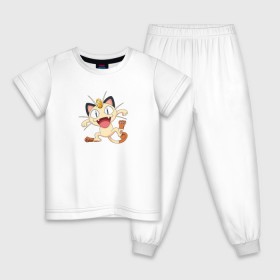 Детская пижама хлопок с принтом Pokemon в Тюмени, 100% хлопок |  брюки и футболка прямого кроя, без карманов, на брюках мягкая резинка на поясе и по низу штанин
 | kat | pokemon | анимэ | кот | мяут | покемон