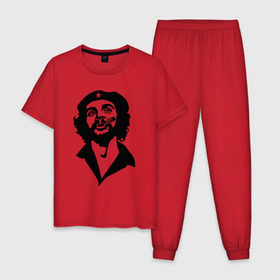 Мужская пижама хлопок с принтом Че Гевара в Тюмени, 100% хлопок | брюки и футболка прямого кроя, без карманов, на брюках мягкая резинка на поясе и по низу штанин
 | che | cuba | гевара | куба | латиноамериканский революционер | че | чегевара
