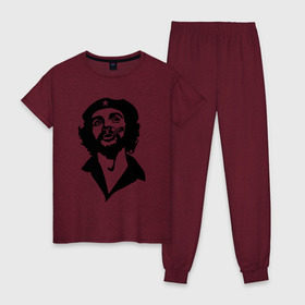 Женская пижама хлопок с принтом Че Гевара в Тюмени, 100% хлопок | брюки и футболка прямого кроя, без карманов, на брюках мягкая резинка на поясе и по низу штанин | che | cuba | гевара | куба | латиноамериканский революционер | че | чегевара