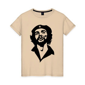 Женская футболка хлопок с принтом Че Гевара в Тюмени, 100% хлопок | прямой крой, круглый вырез горловины, длина до линии бедер, слегка спущенное плечо | che | cuba | гевара | куба | латиноамериканский революционер | че | чегевара