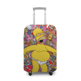 Чехол для чемодана 3D с принтом Гомер в Тюмени, 86% полиэфир, 14% спандекс | двустороннее нанесение принта, прорези для ручек и колес | гомер