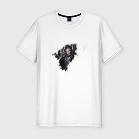 Мужская футболка премиум с принтом Дом Старков / House Stark в Тюмени, 92% хлопок, 8% лайкра | приталенный силуэт, круглый вырез ворота, длина до линии бедра, короткий рукав | 
