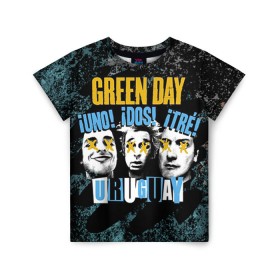 Детская футболка 3D с принтом Green Day в Тюмени, 100% гипоаллергенный полиэфир | прямой крой, круглый вырез горловины, длина до линии бедер, чуть спущенное плечо, ткань немного тянется | green day | rock | грин дей | рок