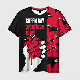 Мужская футболка 3D с принтом Green Day в Тюмени, 100% полиэфир | прямой крой, круглый вырез горловины, длина до линии бедер | Тематика изображения на принте: green day | rock | грин дей | рок