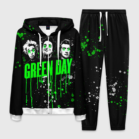 Мужской костюм 3D с принтом Green Day в Тюмени, 100% полиэстер | Манжеты и пояс оформлены тканевой резинкой, двухслойный капюшон со шнурком для регулировки, карманы спереди | green day | rock | грин дей | рок