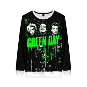 Женский свитшот 3D с принтом Green Day в Тюмени, 100% полиэстер с мягким внутренним слоем | круглый вырез горловины, мягкая резинка на манжетах и поясе, свободная посадка по фигуре | green day | rock | грин дей | рок