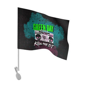 Флаг для автомобиля с принтом Green Day в Тюмени, 100% полиэстер | Размер: 30*21 см | Тематика изображения на принте: green day | rock | грин дей | рок