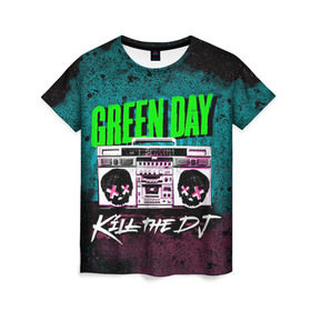 Женская футболка 3D с принтом Green Day в Тюмени, 100% полиэфир ( синтетическое хлопкоподобное полотно) | прямой крой, круглый вырез горловины, длина до линии бедер | green day | rock | грин дей | рок
