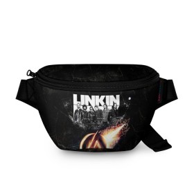Поясная сумка 3D с принтом Linkin Park в Тюмени, 100% полиэстер | плотная ткань, ремень с регулируемой длиной, внутри несколько карманов для мелочей, основное отделение и карман с обратной стороны сумки застегиваются на молнию | linkin park | rock | линкин парк | рок