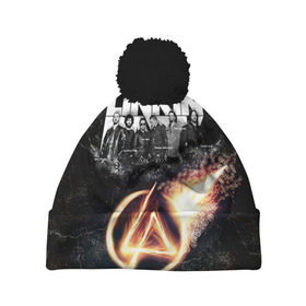 Шапка 3D c помпоном с принтом Linkin Park в Тюмени, 100% полиэстер | универсальный размер, печать по всей поверхности изделия | linkin park | rock | линкин парк | рок