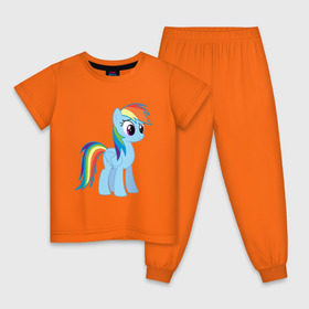 Детская пижама хлопок с принтом Пони радуга в Тюмени, 100% хлопок |  брюки и футболка прямого кроя, без карманов, на брюках мягкая резинка на поясе и по низу штанин
 | Тематика изображения на принте: прикольная пони радуга.пони радуга