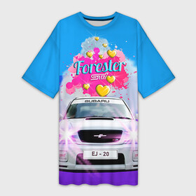 Платье-футболка 3D с принтом Subaru Forester Sti II M в Тюмени,  |  | forester | jdm | sti | subaru