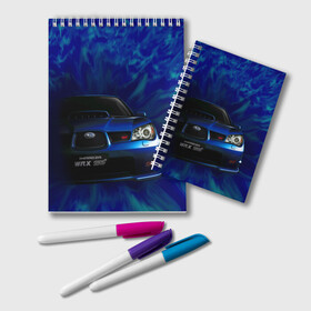 Блокнот с принтом Subaru в Тюмени, 100% бумага | 48 листов, плотность листов — 60 г/м2, плотность картонной обложки — 250 г/м2. Листы скреплены удобной пружинной спиралью. Цвет линий — светло-серый
 | impreza | jdm | sti | subaru | wrx