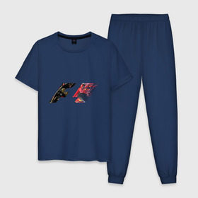 Мужская пижама хлопок с принтом Formula 1 в Тюмени, 100% хлопок | брюки и футболка прямого кроя, без карманов, на брюках мягкая резинка на поясе и по низу штанин
 | Тематика изображения на принте: 1 | f | f1 | formula | один | формула