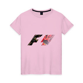 Женская футболка хлопок с принтом Formula 1 в Тюмени, 100% хлопок | прямой крой, круглый вырез горловины, длина до линии бедер, слегка спущенное плечо | 1 | f | f1 | formula | один | формула