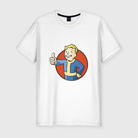 Мужская футболка премиум с принтом Fallout в Тюмени, 92% хлопок, 8% лайкра | приталенный силуэт, круглый вырез ворота, длина до линии бедра, короткий рукав | fallout fallout3 fallout4
