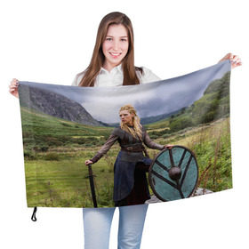 Флаг 3D с принтом Лагерта в Тюмени, 100% полиэстер | плотность ткани — 95 г/м2, размер — 67 х 109 см. Принт наносится с одной стороны | vikings | вальхалла | викинги | лагерта | рагнар лодброк | сериалы