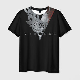 Мужская футболка 3D с принтом Эмблема Викингов в Тюмени, 100% полиэфир | прямой крой, круглый вырез горловины, длина до линии бедер | vikings | вальхалла | викинги | лого | рагнар лодброк | сериалы | эмблема