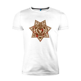 Мужская футболка премиум с принтом The Walking Dead в Тюмени, 92% хлопок, 8% лайкра | приталенный силуэт, круглый вырез ворота, длина до линии бедра, короткий рукав | the walking dead | значок | зомби | шериф