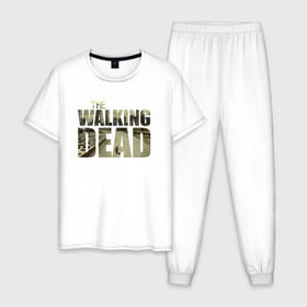 Мужская пижама хлопок с принтом The Walking Dead в Тюмени, 100% хлопок | брюки и футболка прямого кроя, без карманов, на брюках мягкая резинка на поясе и по низу штанин
 | зомби