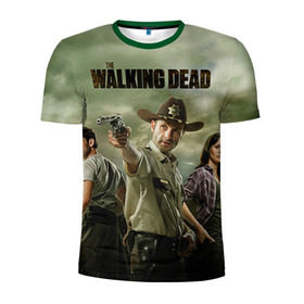 Мужская футболка 3D спортивная с принтом The Walking Dead в Тюмени, 100% полиэстер с улучшенными характеристиками | приталенный силуэт, круглая горловина, широкие плечи, сужается к линии бедра | зомби